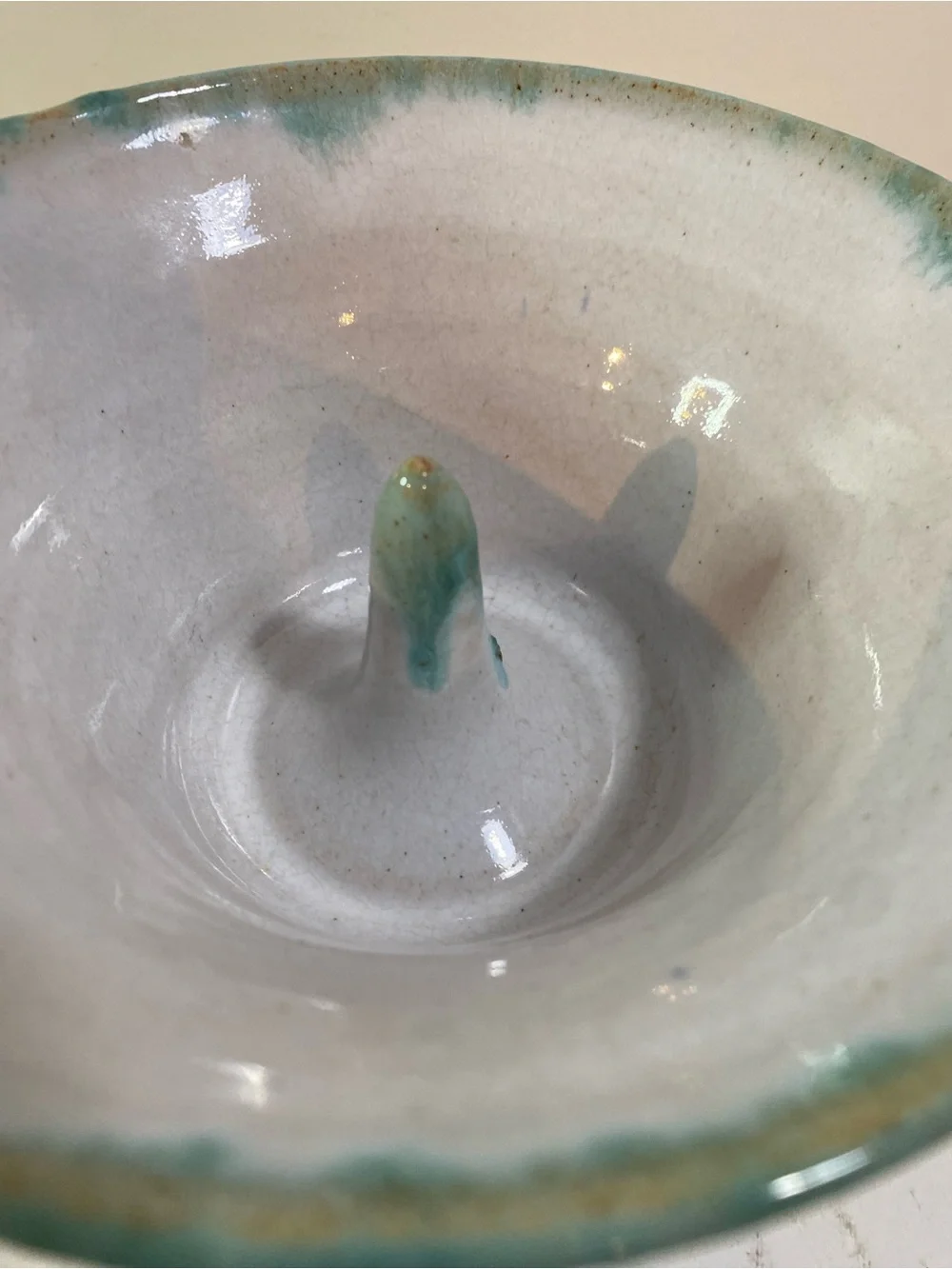 A.R. Britt Pottery Green Drip Glaze Juicer Apple Baker Handmade North Carolina